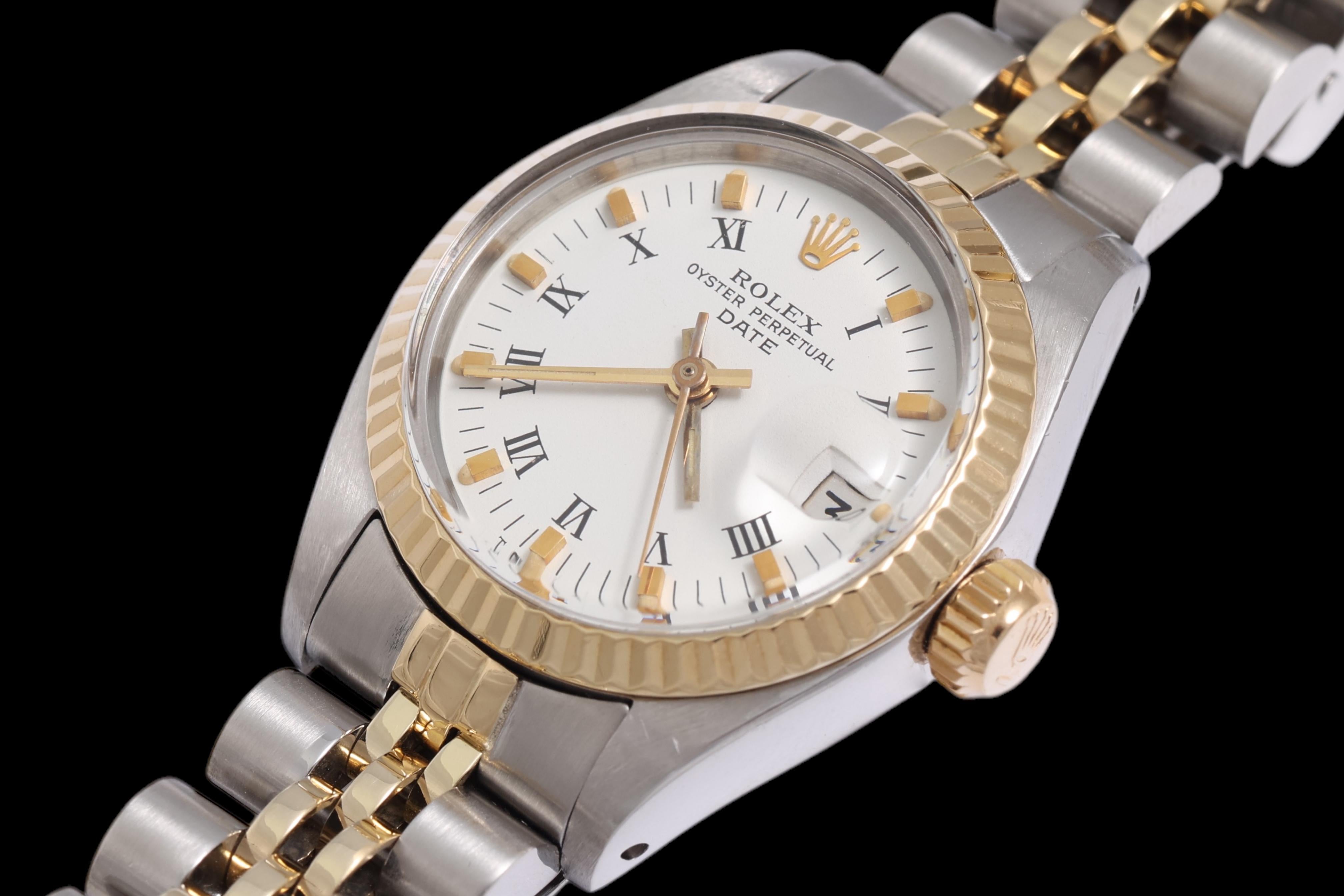 Modern Gold & Steel Rolex Lady Oyster Date , Ref 6917, Automatic Wrist Watch For Sale