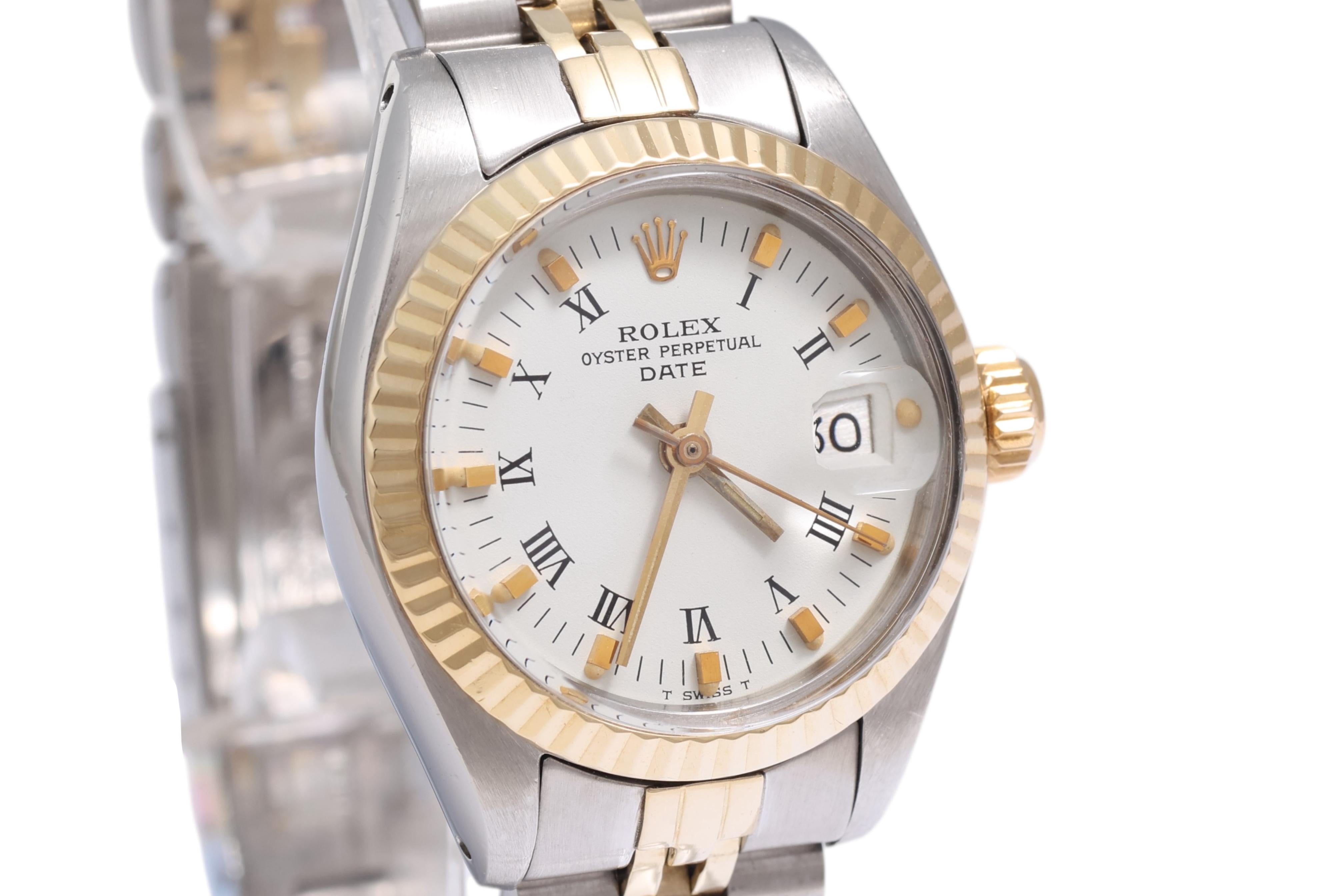 Women's Gold & Steel Rolex Lady Oyster Date , Ref 6917, Automatic Wrist Watch For Sale
