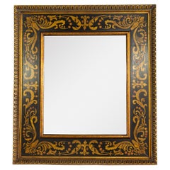 Miroir avec cadre en pochoir doré