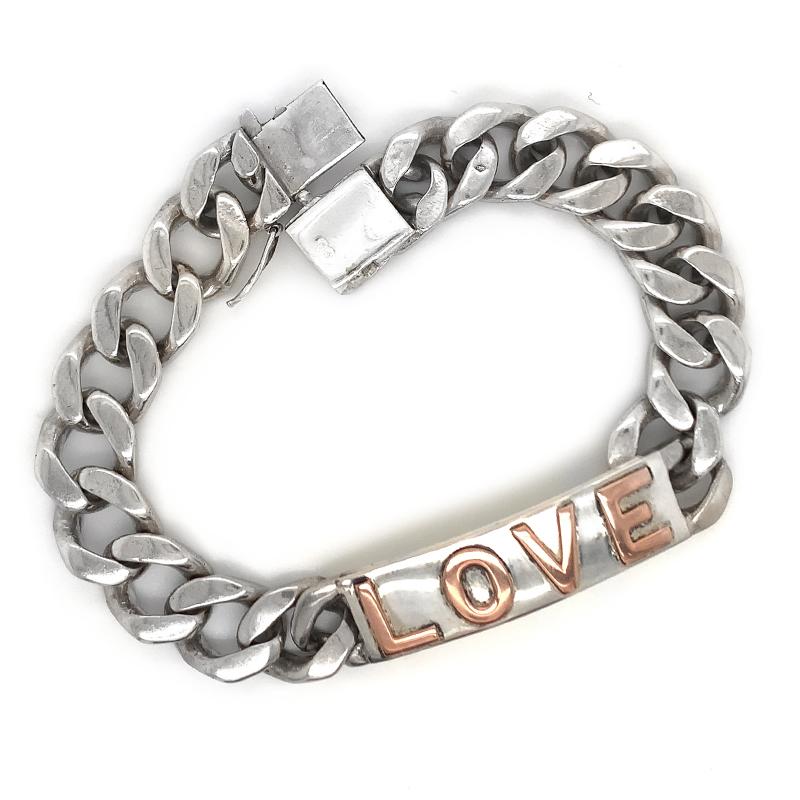 Gold and Sterling LOVE Bracelet In Good Condition In New York, NY