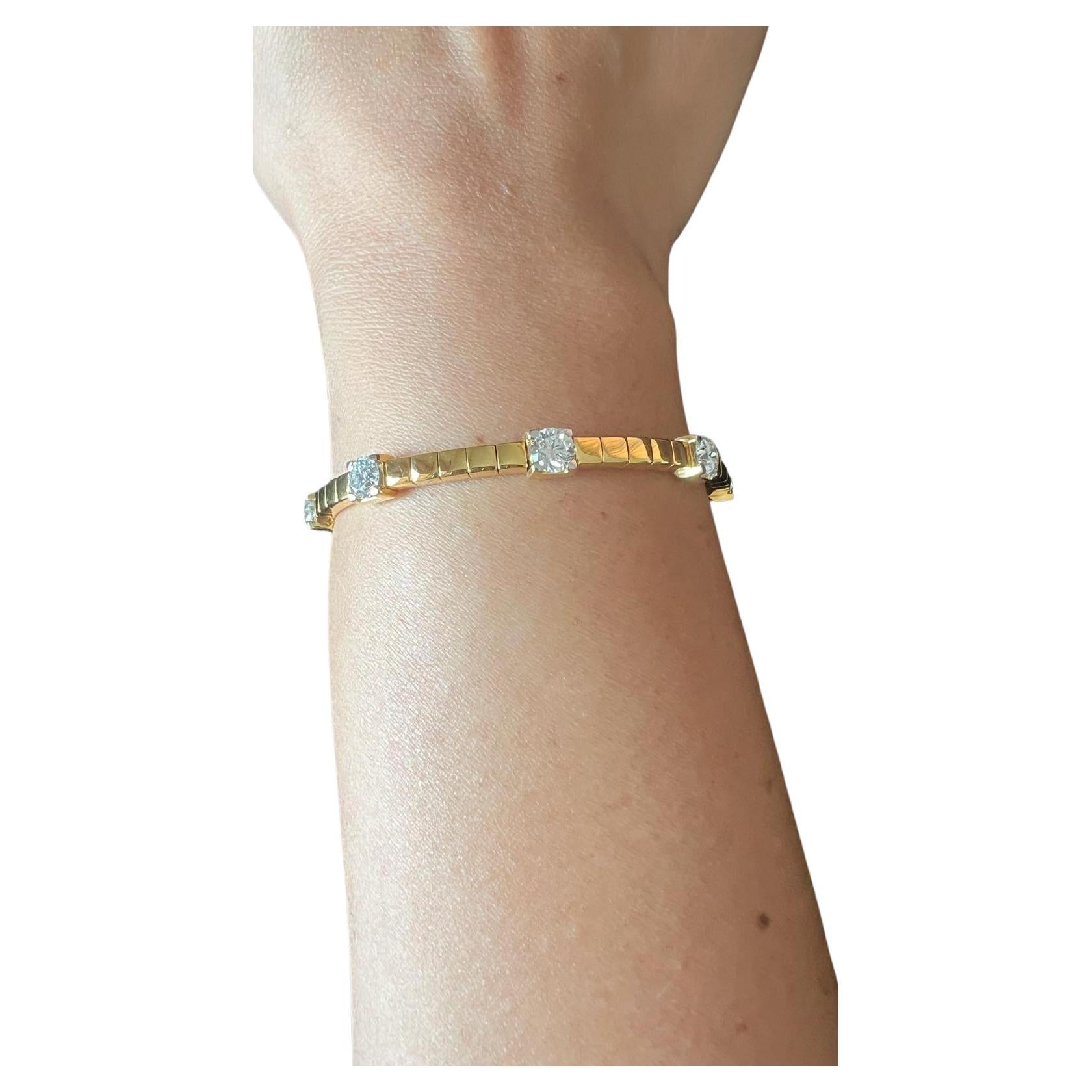 Gold stretch Bracelet with 5 carat diamonds  For Sale