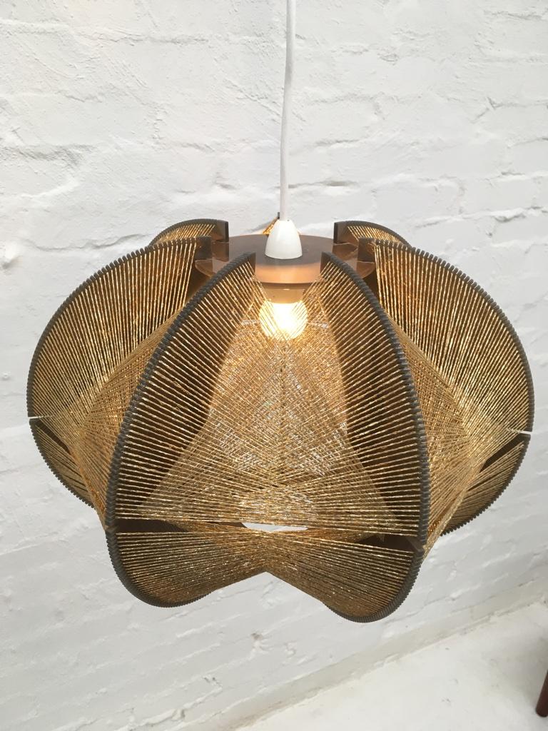 Gold String Pendant Light by Paul Secon for Sompex, 1960s In Good Condition In Melbourne, AU