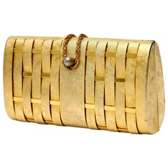  Gold Structured Evening Clutch French Vintage