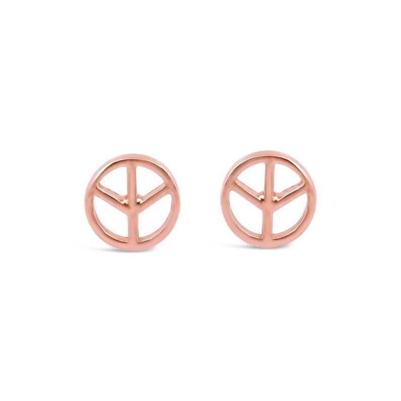 Handmade item
Length: 6 Millimeters; Width: 6 Millimeters
Materials: Glass
Closure: Push back
Style: Minimalist
Can be personalized

Beautiful yet minimalistic peace sign earrings in solid gold are trendy yet sophisticated to be worn with daily