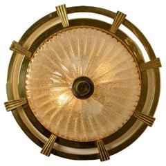Gold Sun Round Limburg Flush Mount or Wall Light, 1970s