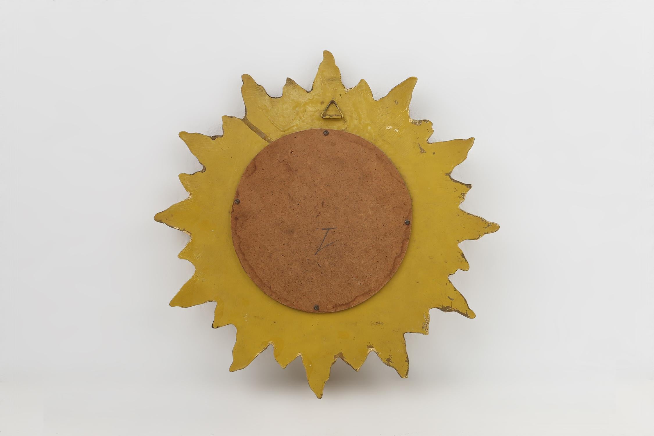 Gold sunburst mirror in resin with convex mirror, France ca. 1960 For Sale 3