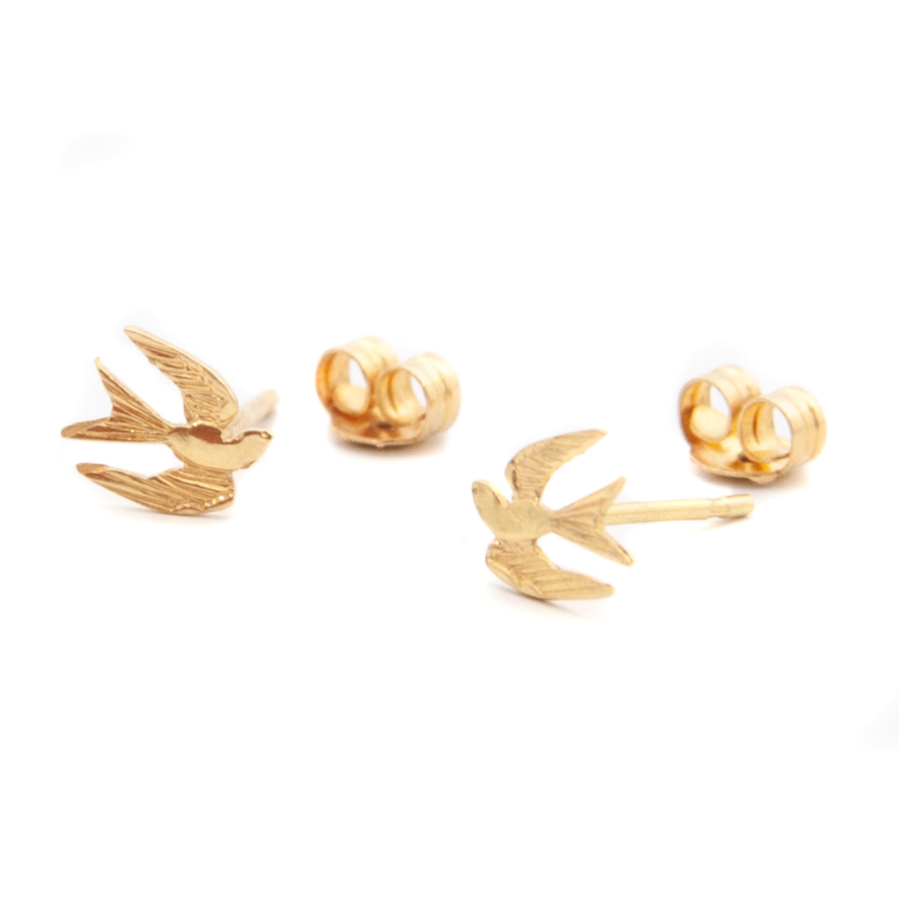 gold bird earrings studs