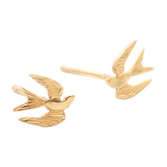 Bird Swallow 18K Gold Stud Earrings
