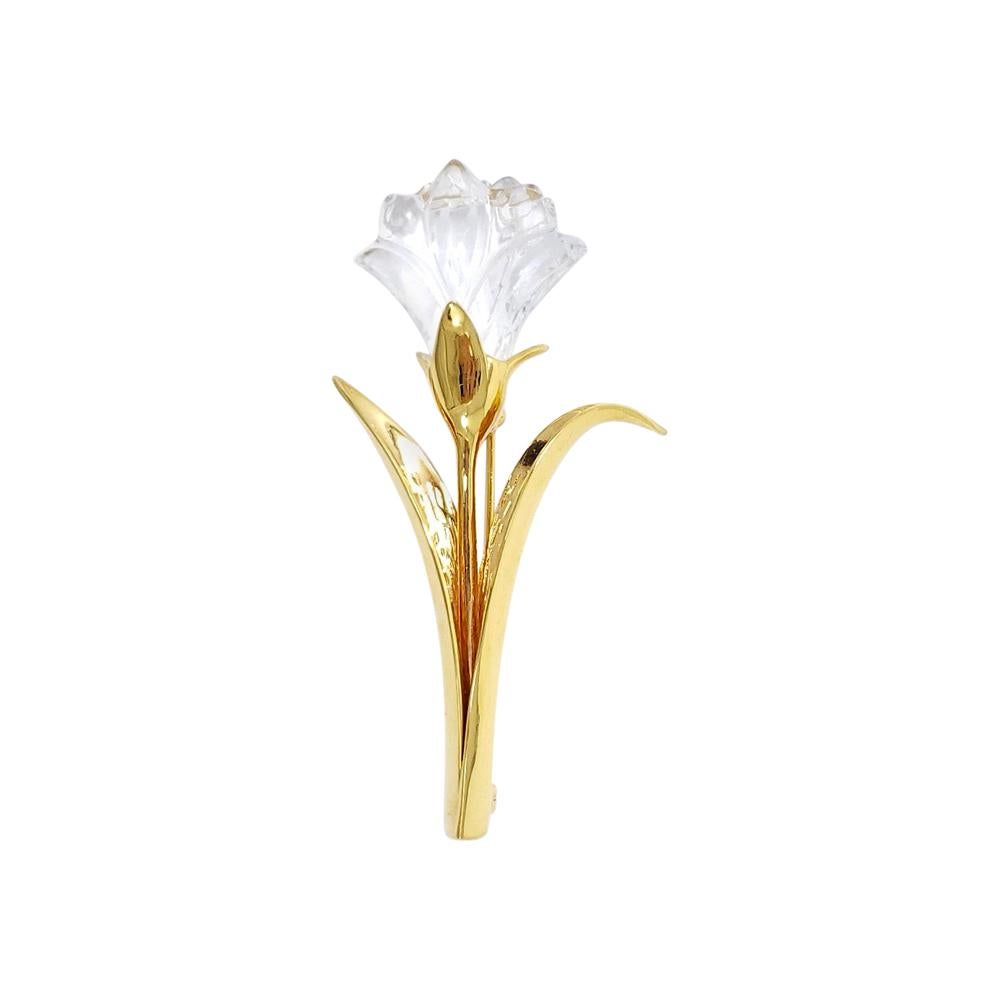 Gold Swarovski Swan Crystal Memories Lily Flower Pin Brooch