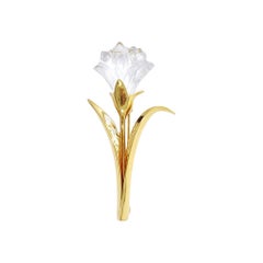 Gold Swarovski Swan Crystal Memories Lily Flower Pin Brooch