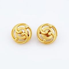 Gold Swirl Abstract Openwork Earrings By Crown Trifari, 1960s