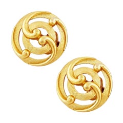 Vintage Gold Swirl Abstract Openwork Earrings By Crown Trifari, 1960s