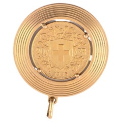 Gold Swiss Coin Pendant