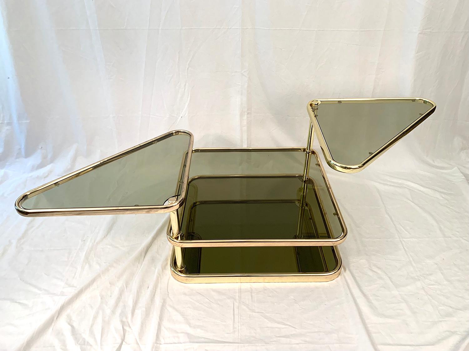 Mid-Century Modern Gold Swivel Coffee Table For Sale