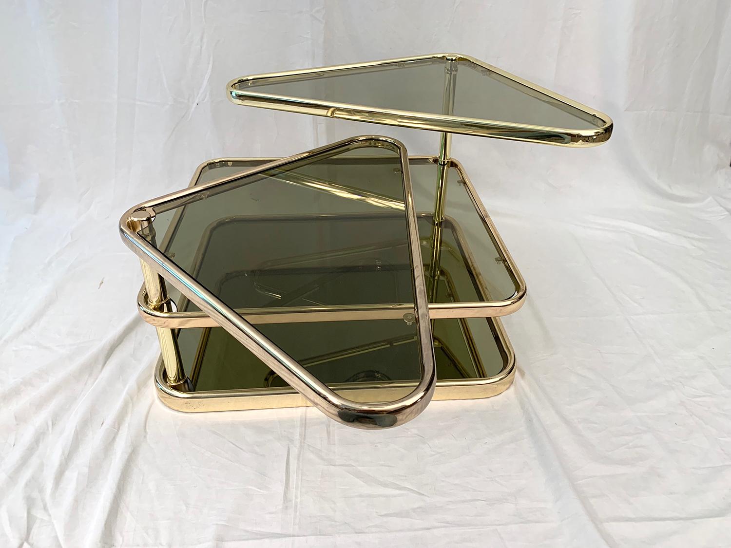 Plated Gold Swivel Coffee Table For Sale