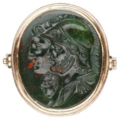 Gold Swivel Ring Set with an Intaglio of Hector, Andromache, and Astyanax