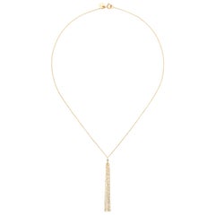 Sweet Pea Gold Tassel 18 Karat Yellow Gold and Diamond Necklace with Chain Drop