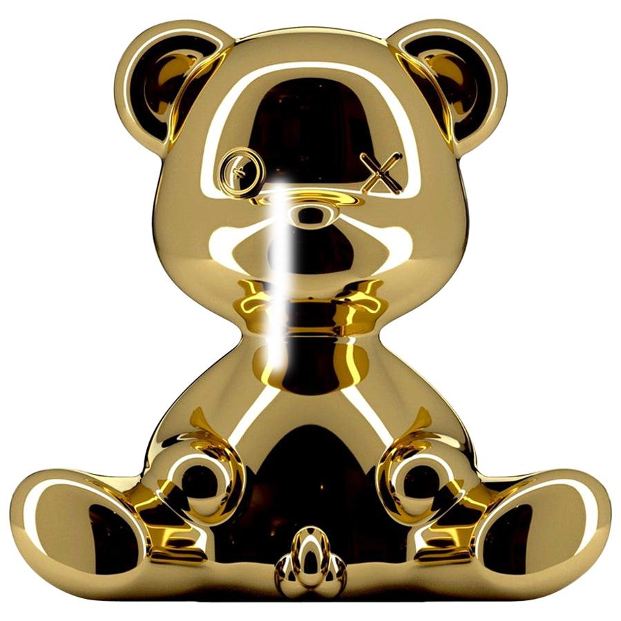 Teddy-Bär-Lampe aus Gold mit LED, hergestellt in Italien