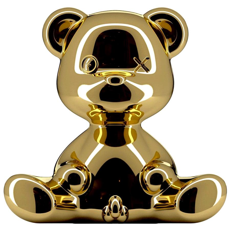In Stock in Los Angeles, Gold Teddy Bear Lamp with LED, Made in Italy