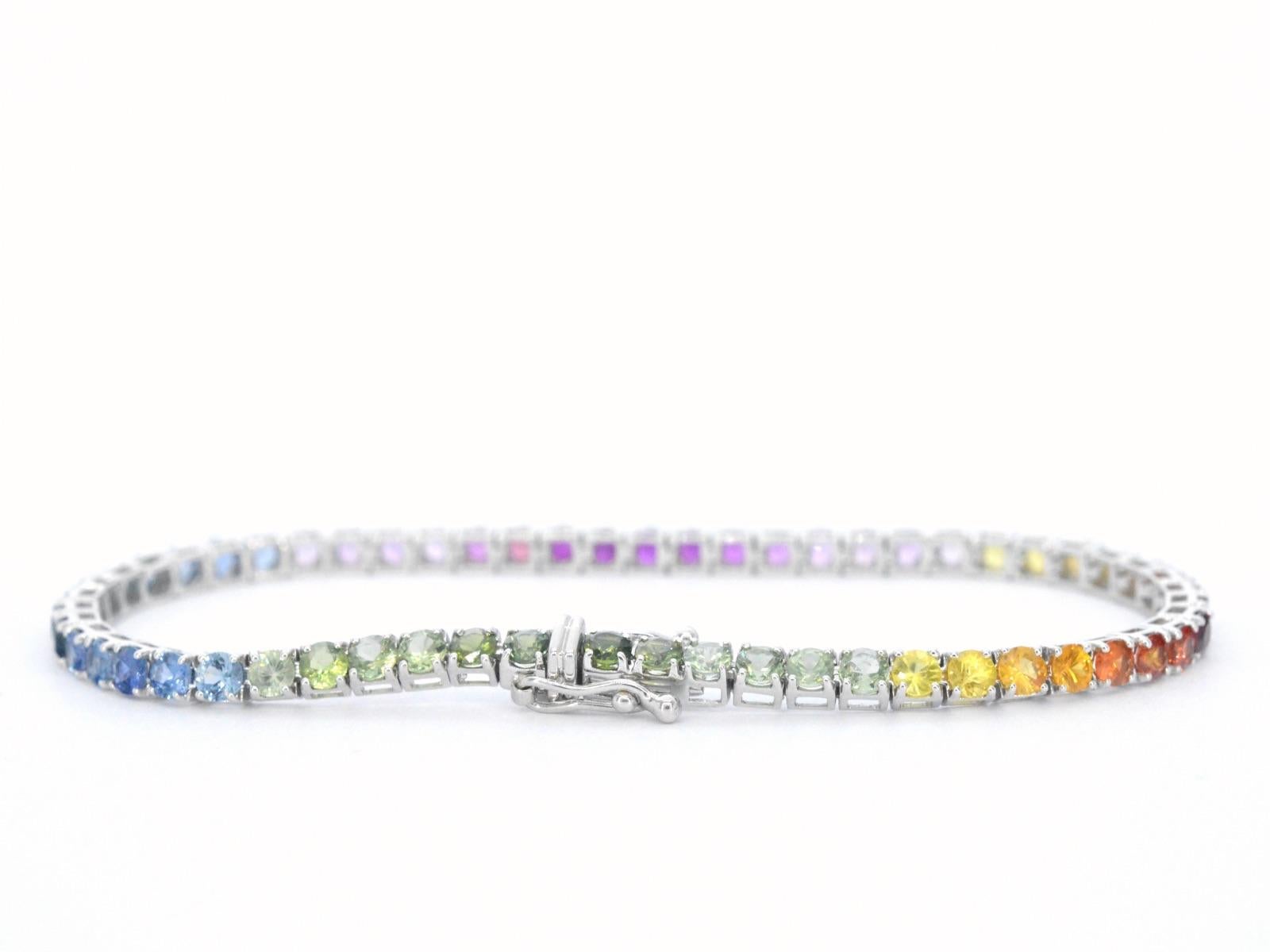 Contemporary Gold Tennis Bracelet with 8.50 Carat Sapphires For Sale