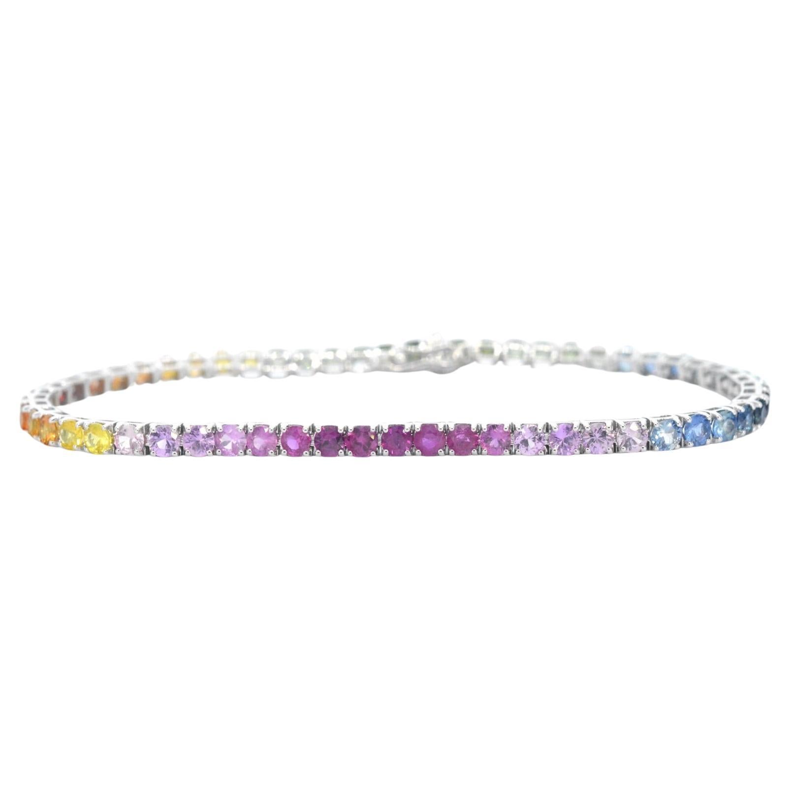 Gold Tennis Bracelet with 8.50 Carat Sapphires For Sale