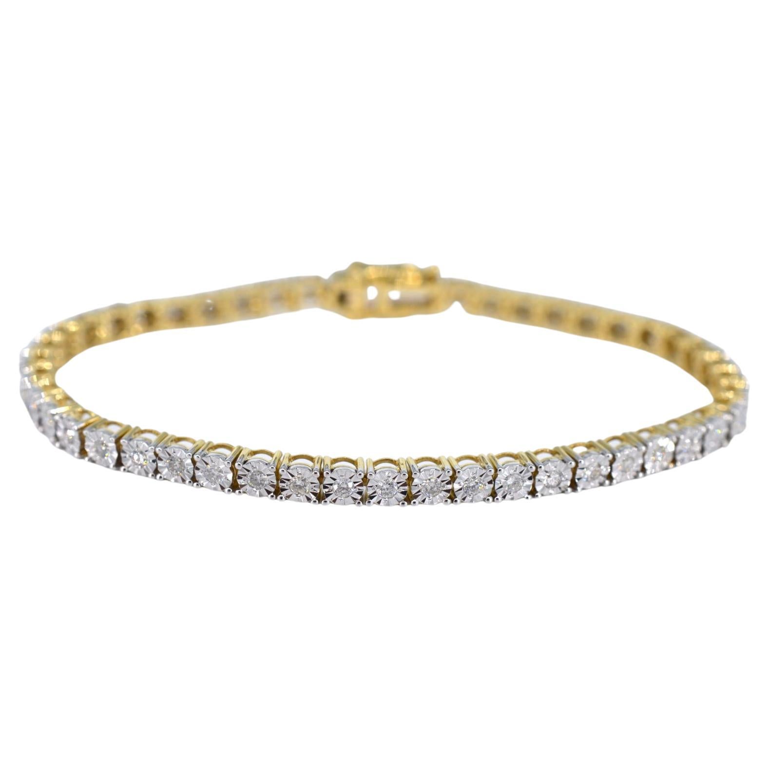 Gold Tennis Bracelet with Diamonds 1.20 Carat For Sale