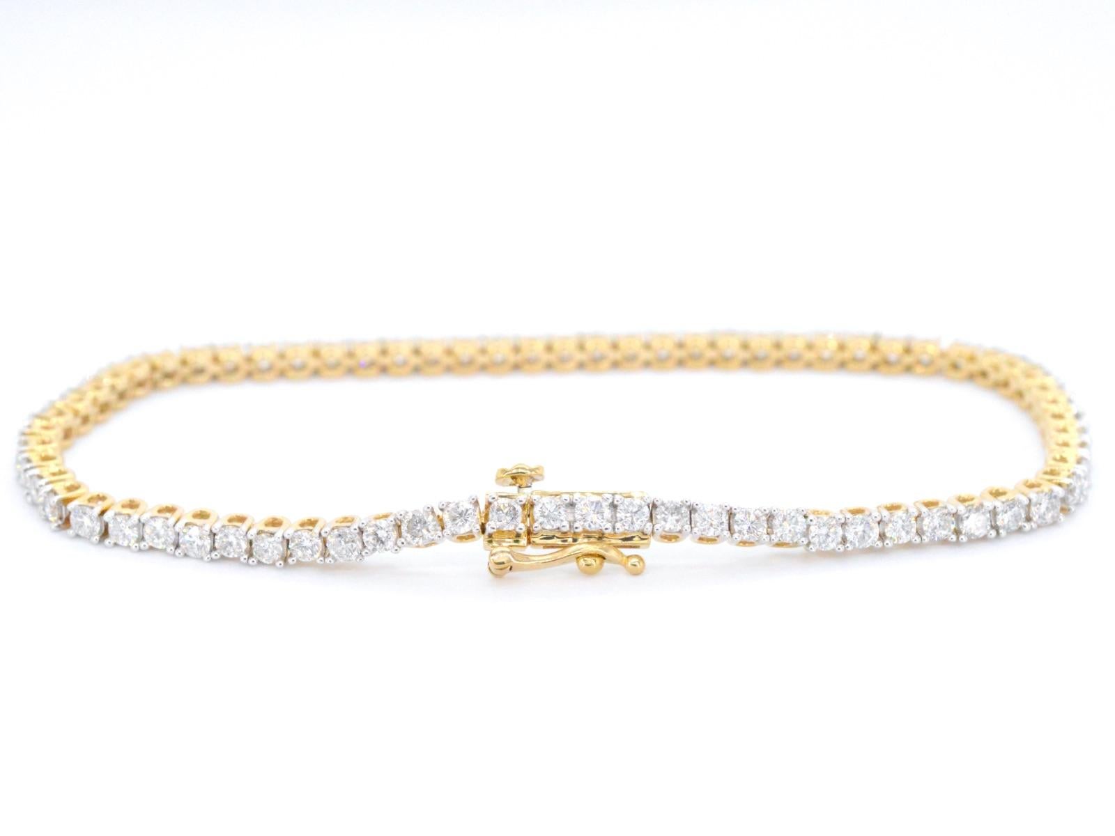 Gold-Tennisarmband mit Diamanten, 3,50 Karat (Brillantschliff) im Angebot