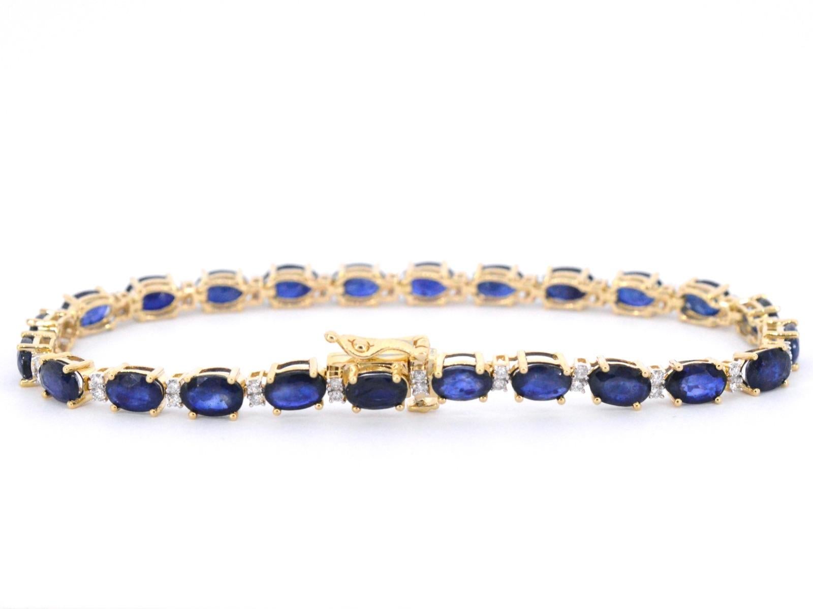 Pulsera de Tenis de Oro con Diamantes y Zafiro Contemporáneo en venta