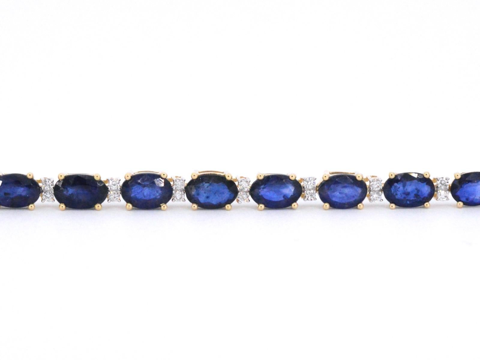De las mujeres Pulsera de Tenis de Oro con Diamantes y Zafiro en venta