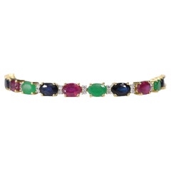 Gold Tennis Bracelet with Diamonds and Sapphire, Ruby, Emerald