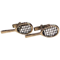 Gold Tennis Racket Cufflinks