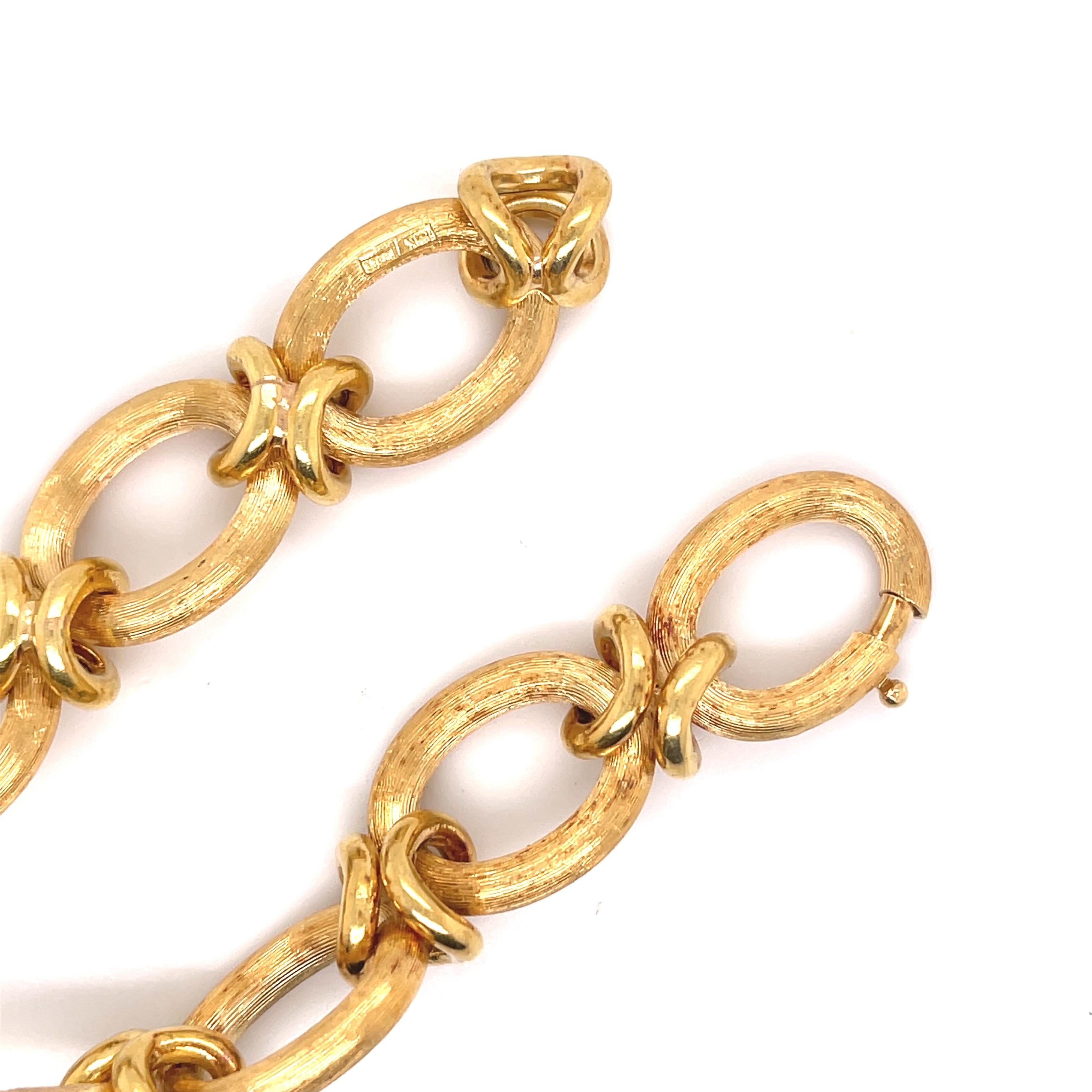 Contemporary Gold Texture Link Satin Gold Bracelet 18K