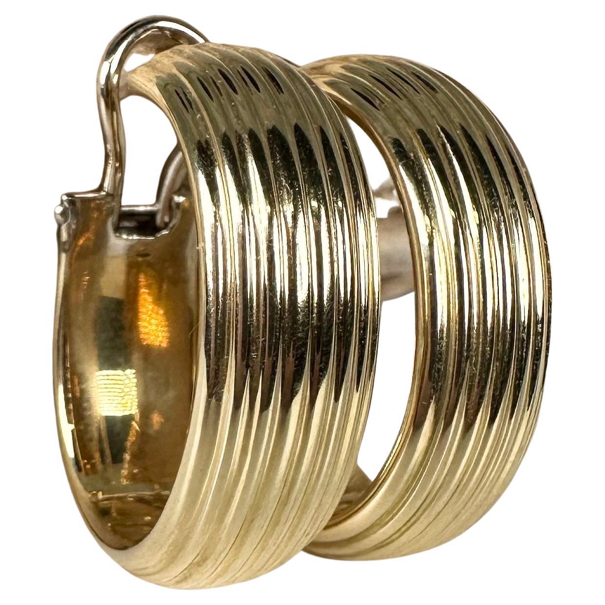 Gold textured hoop earrings 18KT yellow gold hoops