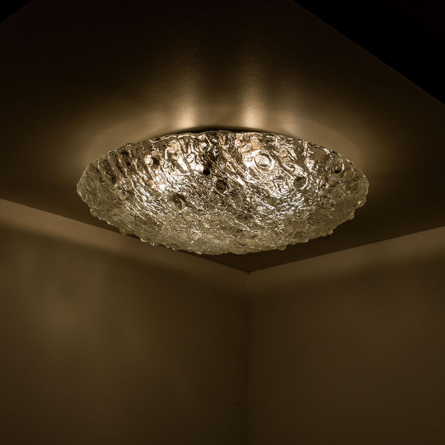 Gold Textured Wave Glass Flush Mount by Kaiser Leuchten, 1970s For Sale 7