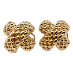 Vintage Gold Textured X Earrings