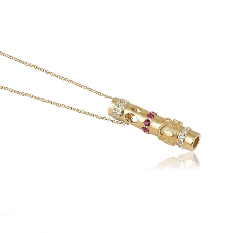 Gold Textures Interchangeable Pendant in 18 Karat Gold with Diamonds