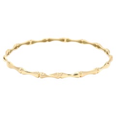 Vintage Gold Thin Bamboo Bangle Bracelet, 18KT Yellow Gold