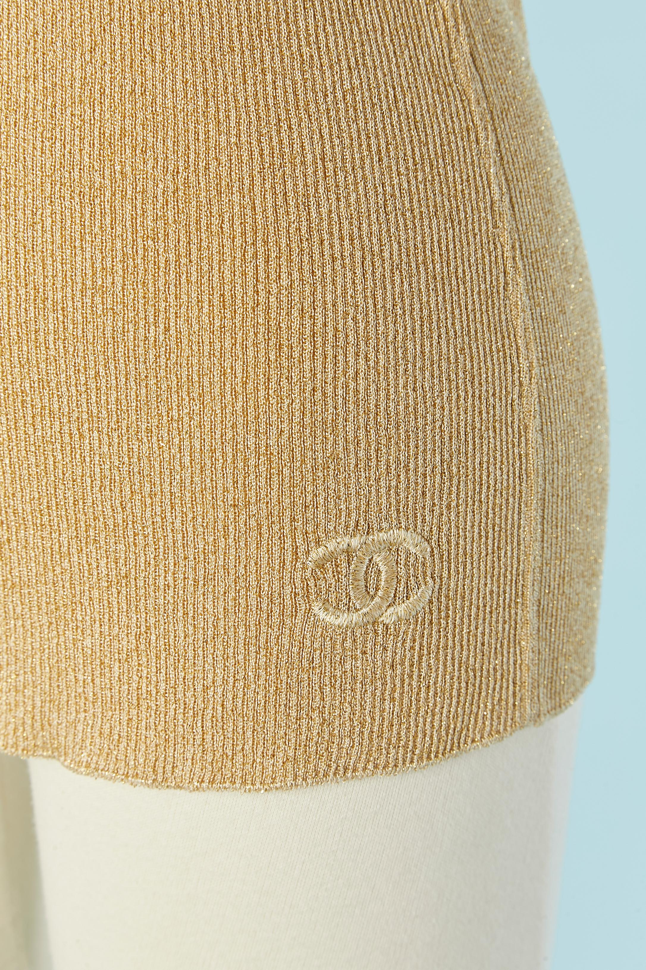 Top dorado de punto fino sin mangas CHANEL BOUTIQUE Oro en venta