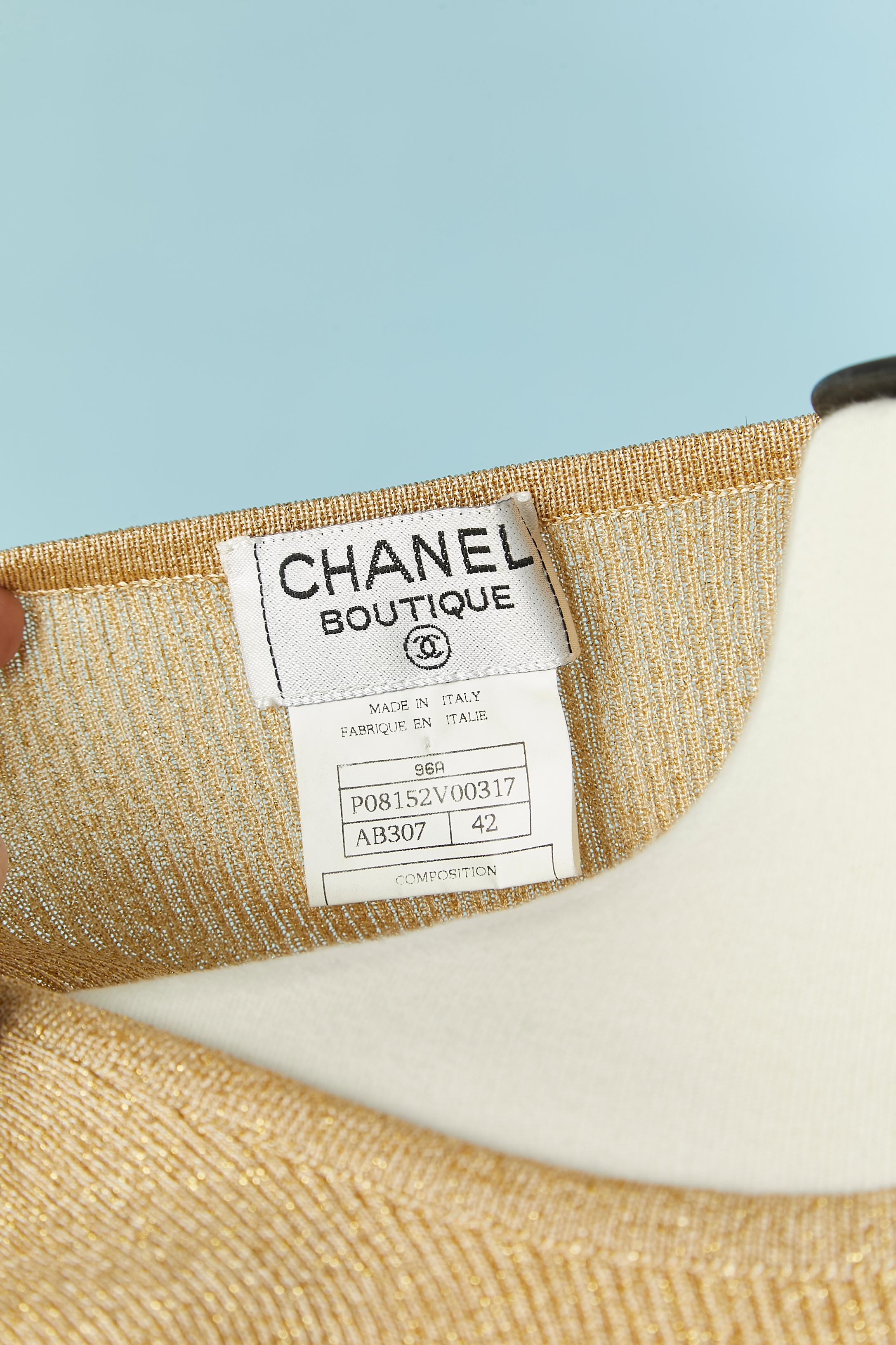 Top dorado de punto fino sin mangas CHANEL BOUTIQUE en venta 1