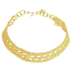 Gold Thin Lace Choker Goddess Look and Moldable, Gold Plated