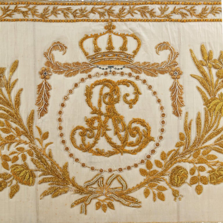 Gold Thread Embroidery of Royal French Interest at 1stDibs