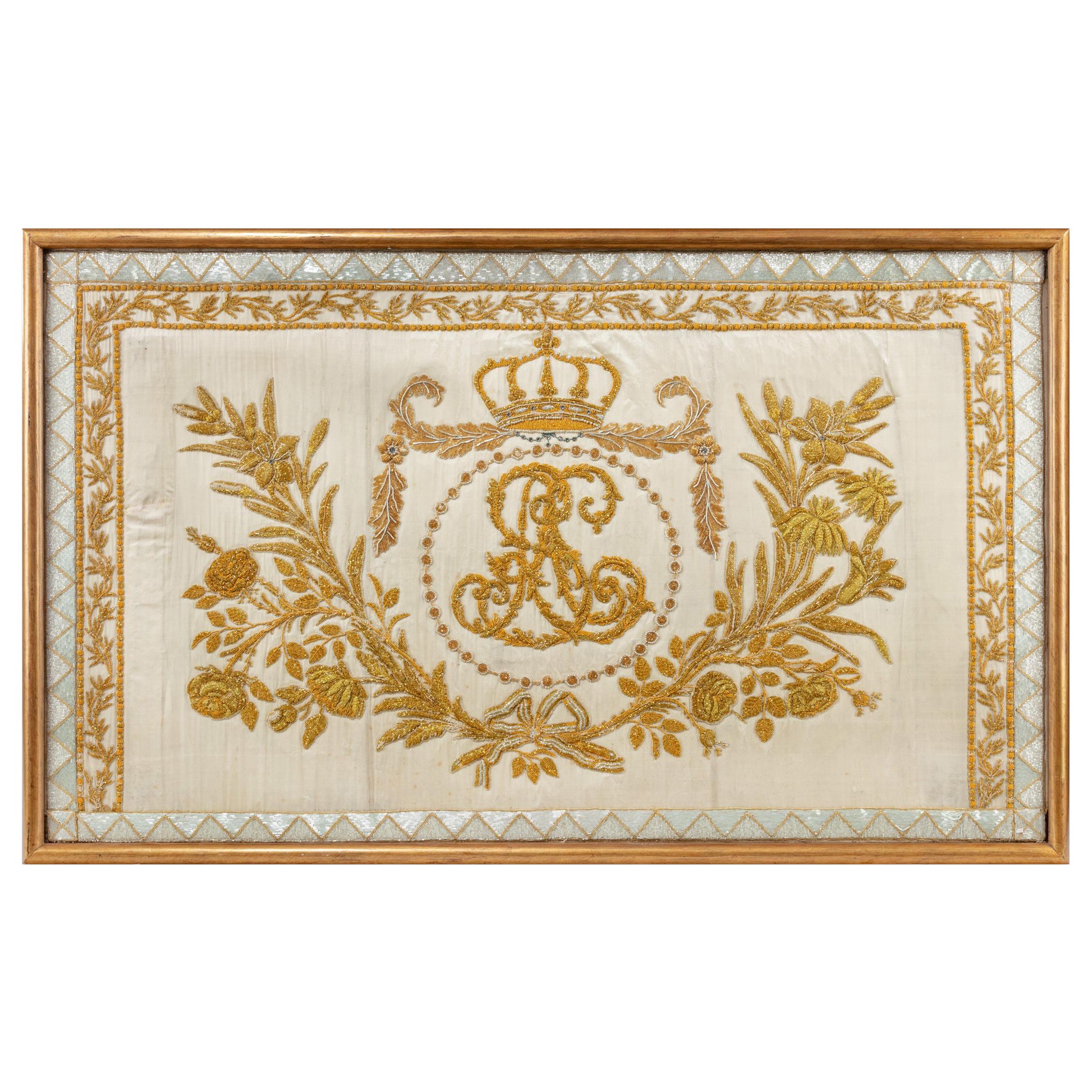 Gold Thread Embroidery of Royal French Interest