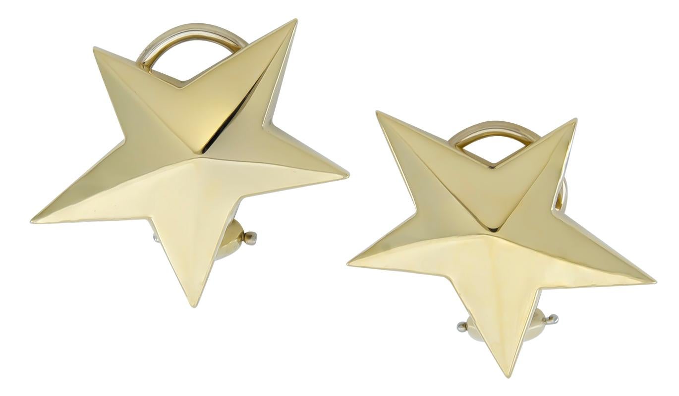 Gold Tiffany & Co. Star Ear Clips In Excellent Condition For Sale In New York, NY