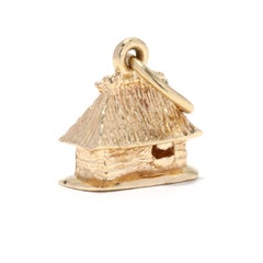 Gold Tiki Hut Charm, 14K Gold, Mini Tiki Hut Charm, Tropical Vacation Charm