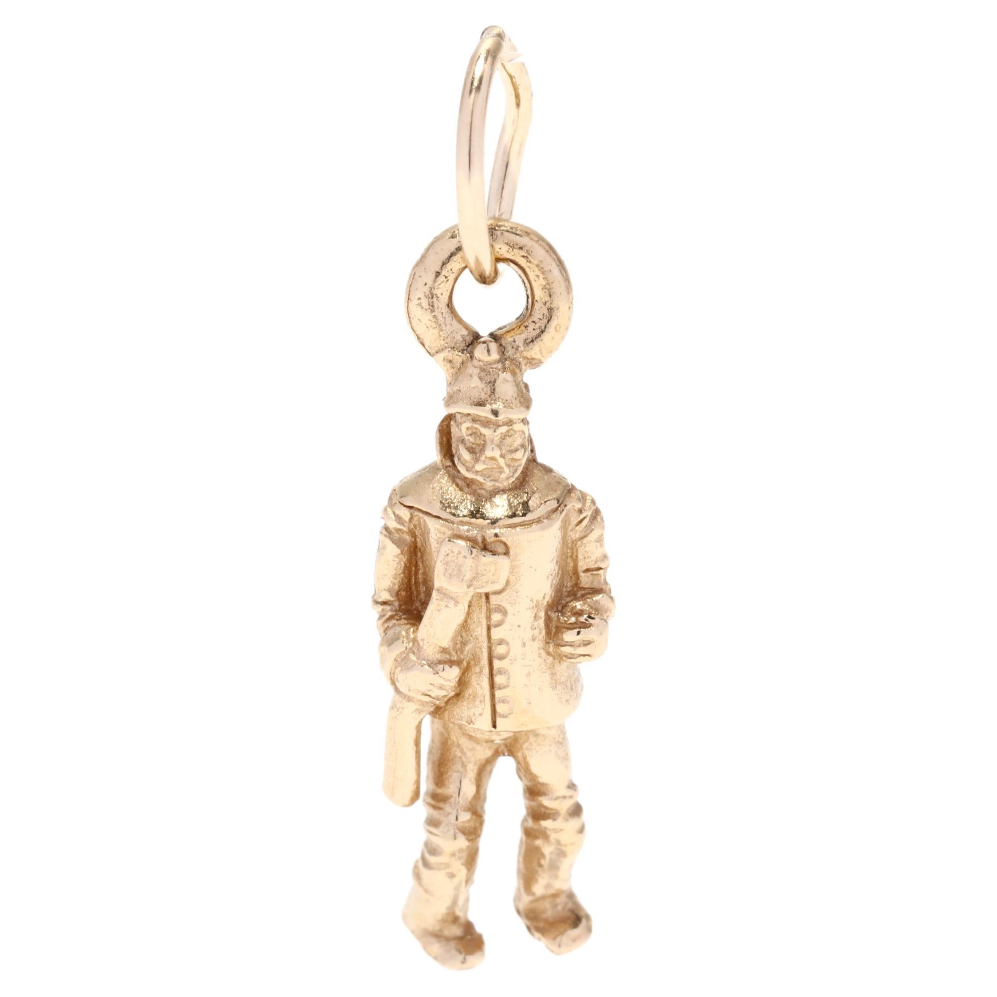 Gold Tin Man Charm, 14KT Yellow Gold