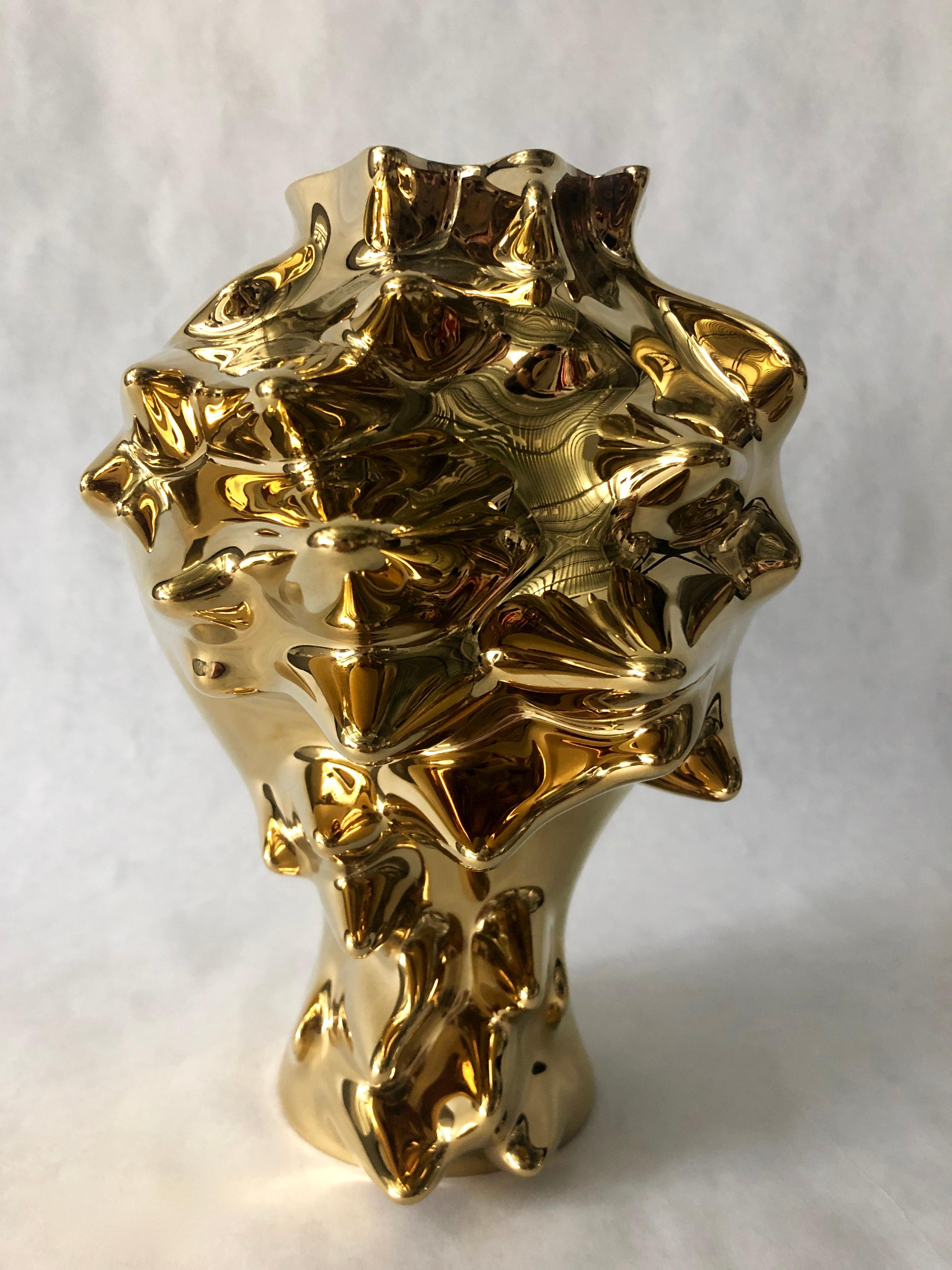 Vase „Fast“ aus Gold Titan über weißem Porzellan von Cedric Ragot für Rosenthal 1