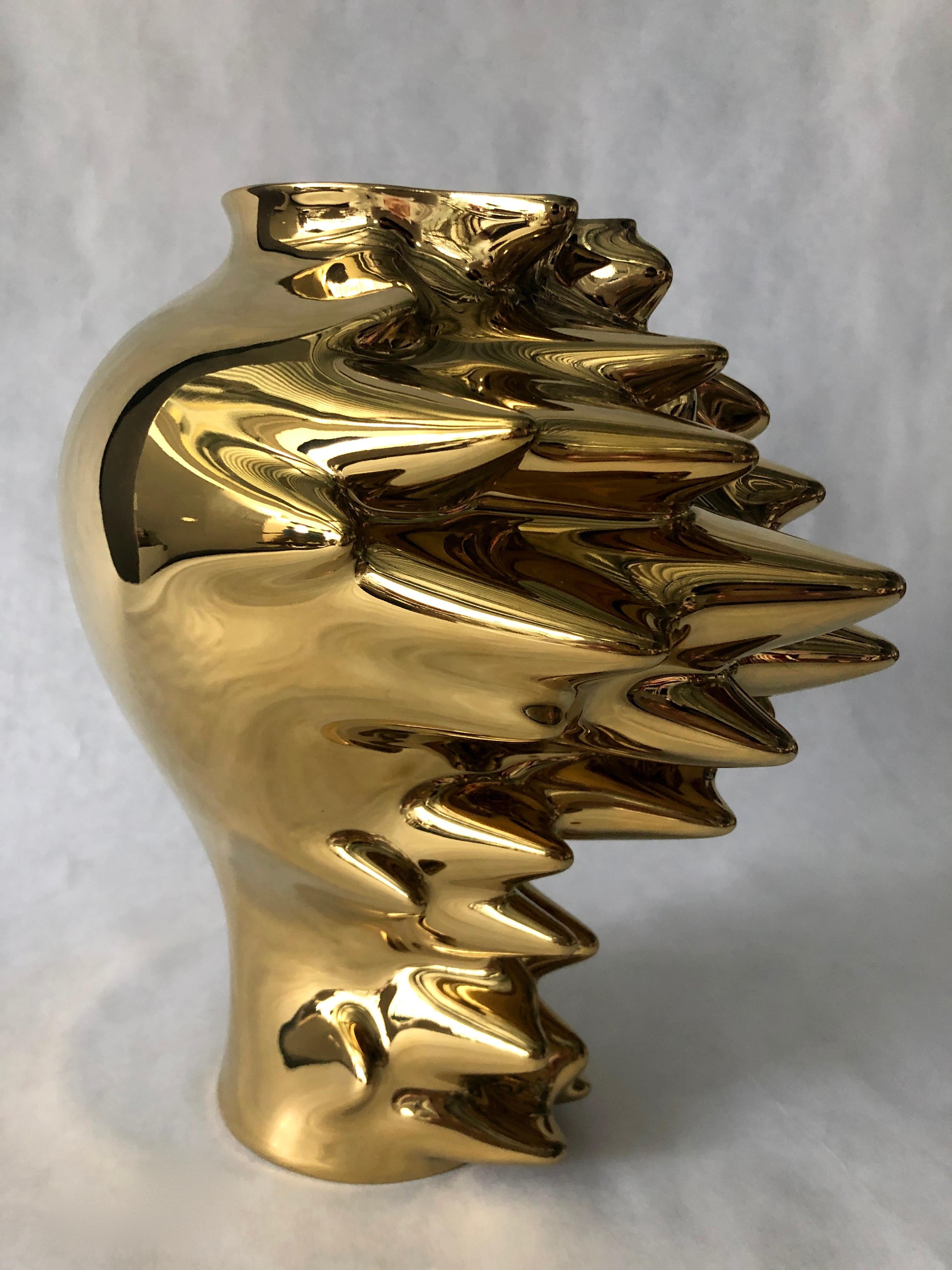 Vase „Fast“ aus Gold Titan über weißem Porzellan von Cedric Ragot für Rosenthal 2