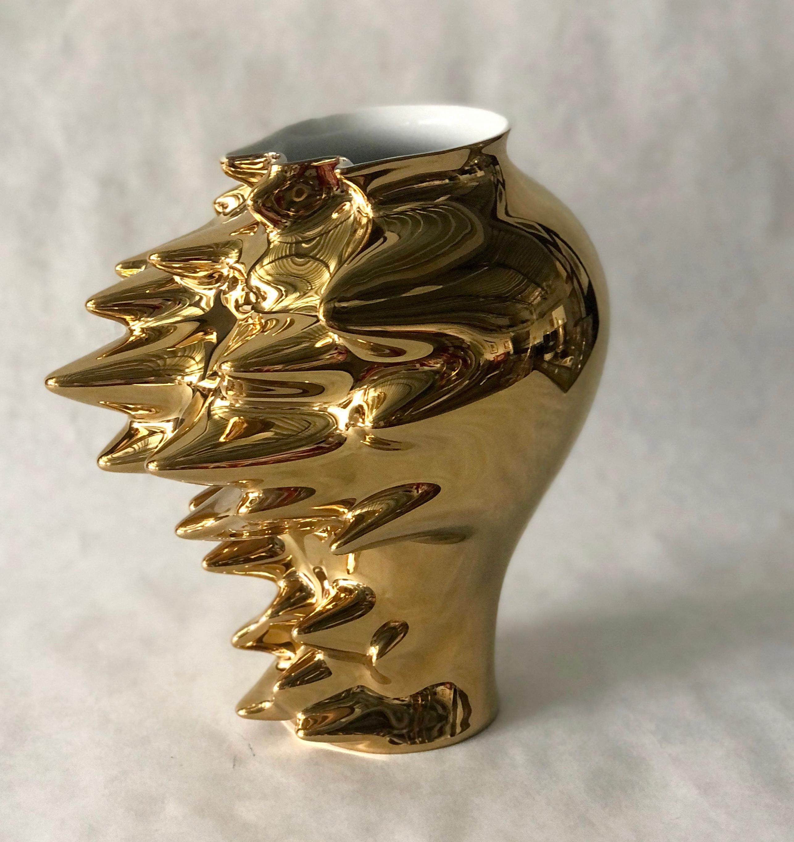 Post-Modern Gold Titanium Over White Porcelain 
