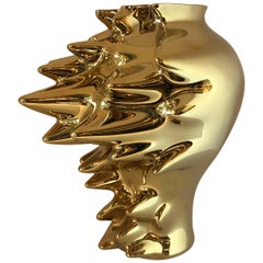 Vase „Fast“ aus Gold Titan über weißem Porzellan von Cedric Ragot für Rosenthal
