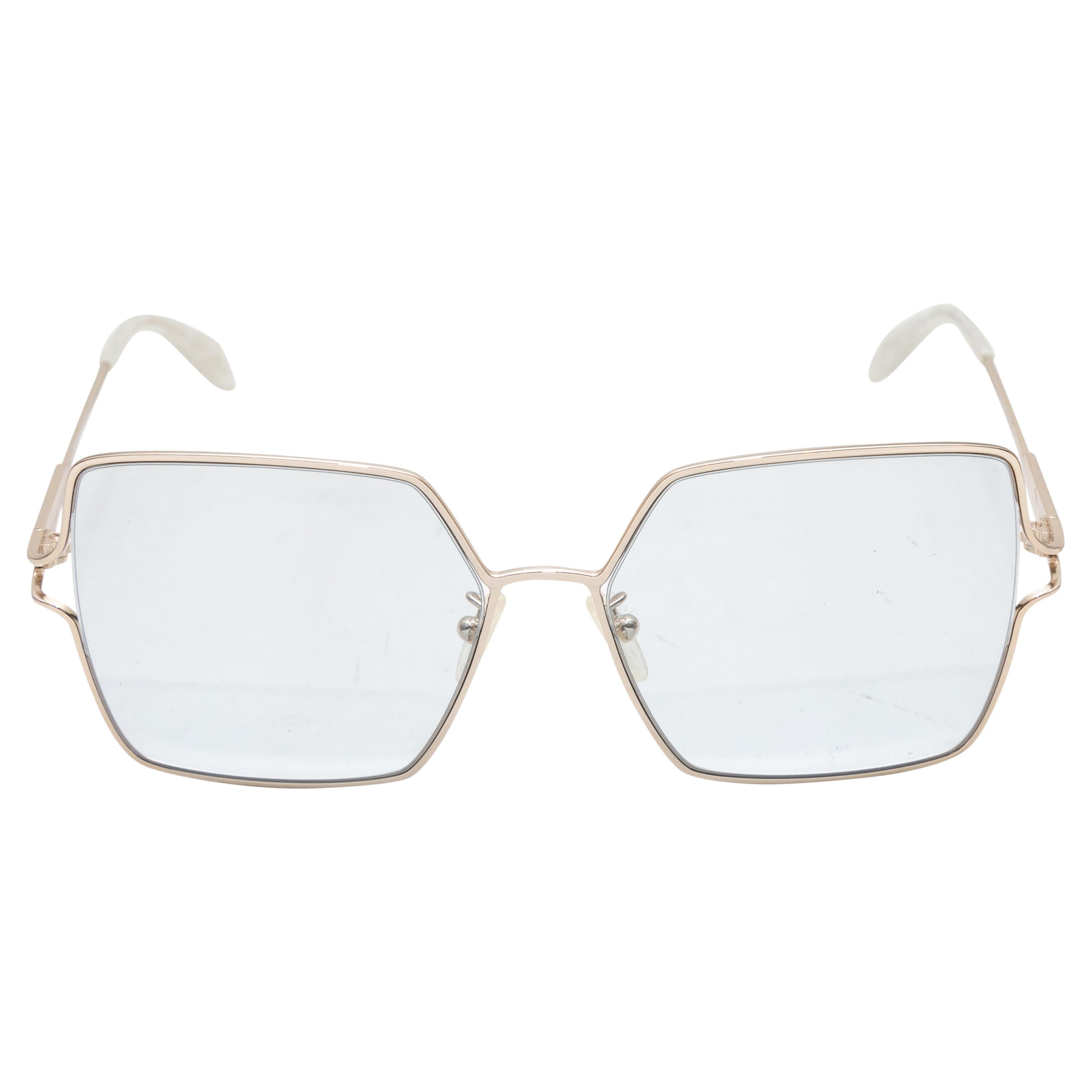 Gold-Tone Alexander McQueen Square Sunglasses For Sale